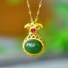 Jade Hetian embutido de cobre, oito metros quadrados de jade, fortuna, pingente de moda, pingente de caranguejo de jade Hetian natural, fornecimento ao vivo