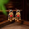 Ayeryuan Nuevo Estilo Chino Marea Nacional Palacio Hanfu Cheongsam Pendientes de Calabaza con Aguja de Plata 925 Pendientes Esmaltados con Borla Antigua
