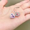Pendientes de Plata de Ley S925 con Aguja, Amor Ovalado, Corindón Rojo Microincrustados con Diamante, Zircón Rosa Oliva, Moda Europea y Americana para Mujer