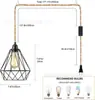 E-commerce transfronterizo araña retro americana creativa simple lámpara de dormitorio sala de estar estudio interruptor de hierro enchufe cable lámparas