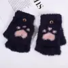 Nuevos Guantes de Invierno para Niños 2025 con Patas de Gato Lindas, Cubierta Plegable para Dedos, Tejido de Felpa de Medio Dedo, Guantes Cálidos Adecuados para Niños y Niñas Estudiantes