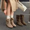 Botines convertibles de mujer de nuevo estilo con diseño interior para aumentar la altura y cierre de hebilla, botines cortos de moda estilo western para otoño, botines cortos Rad