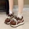 Zapatos deportivos retro coreanos de comercio exterior transfronterizos para otoño e invierno, zapatillas de plataforma de caña baja con bloques de color, zapatos gruesos para mujer que aumentan la altura