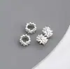 Contas Espaçadoras Atacado, Preserva Cor Prata Grossa Quadrada Flor de Trevo de Quatro Folhas Formato Flor Grande Furo Guirlanda Contas Espaçadoras, Acessórios para Joias Artesanais com Contas
