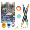 Marcador de Brillo de Dos Colores de Doble Punta Pluma de Acuarela de Punta Suave para Cuadernos Especial Pincel de Brillo para Niños No Tóxico y Lavable