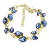 Corrente de Clavícula Exquisita com Diamantes Cintilantes e Cristal Azul Estilo Francês Retro da Idade Média Suit de Acessórios
