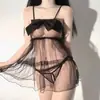 Ropa interior sexy linda dulce lazo sexy malla perspectiva tentación tirantes camisón ropa para casa una generación de cabello