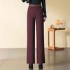 Pantalones de Lana de Pierna Ancha de Cintura Alta para Mujer, Otoño/Invierno 2026, Pantalones Casuales de Pierna Recta, Pantalones de Lana Engrosados para el Invierno