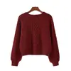 Suéter de cuello en V holgado estilo perezoso para mujer, ropa exterior de otoño e invierno, nuevo top 2026, cárdigan corto de punto trenzado retro
