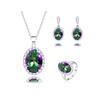 Conjunto de Joias Europeu e Americano Transfronteiriço com Zircônia Decorações Anel Colar Brincos Amazon Zircônia Incrustada Conjunto de Três Peças