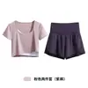 Conjunto Fitness Esportivo de Verão para Mulheres, Conjunto de Duas Peças Anti-Exposição para Yoga, Conjunto de Duas Peças com Camiseta Respirável de Secagem Rápida para Corrida