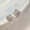 S925 prata esterlina estilo coreano novo bonito simples elegante alto sentido ins clássico trevo de quatro folhas brincos de diamante cheio