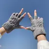 Guantes Calientes para Hombre para Invierno Transfronterizos, Guantes de Punto sin Dedos a Prueba de Frío para Pantalla Táctil para Estudiantes, En Stock al por Mayor