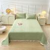Funda de Cama de Encaje Cálida Terciopelo Coral Leche Sábanas de Cama Kang Invierno Engrosado Franela Tatami Antideslizante Juego de Tres Piezas