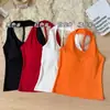 Top de Tirantes Americanos Trenzado Espalda Descubierta con Diseño Elegante y Copas, Camiseta Roja para Mujer