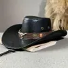 Sombrero Vaquero Vintage de Imitación Cuero, Sombrero Occidental de Ala Ancha Hecho a Mano, Protección Solar para Exteriores, Atrezzo Fotográfico, Unisex Moderno