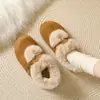Zapatos planos de felpa estilo coreano para mujer, que aumentan la altura, forrados de polar, adecuados para usar al aire libre, colección de invierno 2026, con suela gruesa, cierre de velcro y forro esponjoso tipo algodón