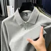 Camisa polo popular para hombre, camiseta 100% algodón de alta calidad, manga larga de otoño, cuello camisero, top bordado para hombre