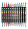 Caneta Acrílica Líquida Reta de Duas Pontas com 168 Cores Caneta de Pintura com Ponta Macia Caneta de Grafite para Estudantes DIY Crianças Marcador de Cor Empilhável