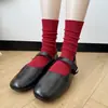 Meias Longas de Algodão Penteado com Listras Verticais Estilo Miu para Outono de 2026 com Sapatos Birkenstock, Meias de Cano Longo em Cor Mesclada de Outono para Mulheres