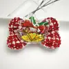 Pinza para el pelo con lazo de terciopelo rojo navideño, set de tocado con campana y borla de dibujos animados lindos de Papá Noel para niños