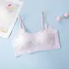 Sutiã Feminino de Verão Fino de Cor Clara Não Marca para Meninas Puberdade Aluna do Ensino Fundamental Sutiã Sem Fio Respirável Pequeno Colete