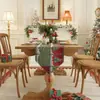 Nuevo Camino de Mesa Triangular Jacquard Teñido en Hilo Transfronterizo Poliéster-Algodón Floral Navideño, Camino de Cama, Cubierta Decorativa Navideña, Mantel