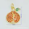 Venta directa del fabricante, al por mayor en stock, joyería de cobre dulce de 18 quilates con colgantes de frutas de fresa y cereza de esmalte de colores