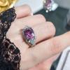 Anillo Abierto Versailles Lágrimas Rosa Seco Código Frenesí Full Diamante Pendientes Colgantes de Temperamento para Mujer Set de Tres Piezas
