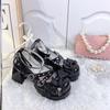 Mengmeng Girl Gótico Lolita Lolita Nova Subcultura Impermeável Plataforma Salto Alto Mary Jane Sapatos Y2K