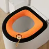Funda de asiento de inodoro forrada de polar para invierno, funda de asiento de inodoro tejida con asa de felpa, funda de asiento de inodoro tejida cálida universal para uso doméstico
