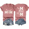 Camiseta feminina com V, símbolo musical divertido de mãe de banda, estoque pronto, cruzada da Amazon, europeia e americana, Ebay, solta, manga curta
