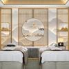 Papel tapiz de paisaje de cuadrícula tridimensional estilo chino centro de salud Club de Belleza salón de té pared de fondo tela tienda de orejas decoración papel tapiz