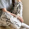 Comercio Exterior Corea del Sur Pantalones de Pijama Estampados de Mapache Lindo para Mujer Verano Nuevos Shorts Pantalones Casuales de Pierna Ancha Pantalones para Caminar en Casa