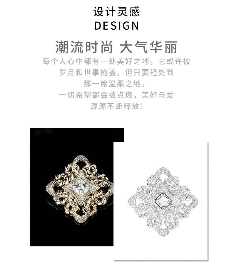 高级感复古宫廷风几何形胸针小众轻奢时尚胸花新款高端