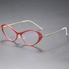 Armazón de titanio puro para gafas de miopía, armazón ojo de gato pequeño estilo occidental para mujer, gafas de miopía sencillas sin tornillos 6550