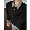 Sudadera de Cuadros Falsa de Dos Piezas con Solapa para Hombres y Mujeres, Relajada, Trendy, Diseño a la Moda, Top Holgado Versátil