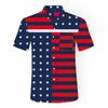 2026 Nueva Ropa de Playa Transfronteriza para Hombre Bandera Americana Hawaiana Comercio Exterior Camiseta de Manga Corta Estampada en 3D Camisa de Playa