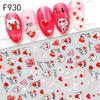 Pegatinas Populares para Uñas Corazón Rojo Láser Día de San Valentín Corazón Blanco y Negro Año del Conejo Pegatinas de Arte para Uñas Día de San Valentín
