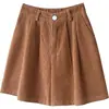 Pantalones Cortos de Pana de Pierna Ancha Estilo Japonés y Coreano Retro para Mujer Otoño e Invierno Adelgazantes Versátiles Estilo Extranjero Ropa de Abrigo Pantalones Cortos