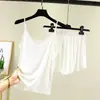 Nuevo conjunto de pijama de algodón modal fino de verano, camisola de cuello en V y shorts conjunto de dos piezas para casa
