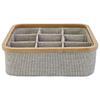Caja de Almacenamiento de Cosméticos de Tela de Bambú para Hogar, Dormitorio, Escritorio, Tela, Organizador de Cesta de Almacenamiento de Tres Compartimentos, Cesta de Almacenamiento