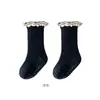 Meias Femininas Estilo Primavera e Outono, Meias de Renda, Meias Antiderrapantes para Bebê, Meias de Algodão Infantis, Meias de Princesa, Meias Infantis