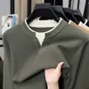 Suéter de malha, gola redonda, segunda pele de manga comprida, suéter masculino de outono/inverno com gola V, suéter masculino de primavera/outono para segunda pele