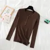 Camisa Elegante de Manga Longa Slim Fit com Botões Estilo Coreano Estilo Desejo Puro para Mulheres Outono Redutora de Idade Gola Meia Aberta Versátil Camada Base de Malha