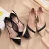 Sandalias elegantes de estilo francés para mujer, tacón grueso de hada, novedad 2023, tacón medio puntiagudo, hebilla de moda, tacones altos