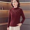 Camiseta básica de manga larga para otoño e invierno para madres, adecuada para mujeres de 40 a 50 años, de mediana edad y mayores, ropa interior cálida para abuelas