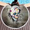 Toalla de playa redonda con borlas de microfibra, impresión digital, esterilla de yoga con calavera, toalla de baño, suministro directo transfronterizo, venta al por mayor