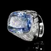 Anel Huabi Jewelry 2025 Base de Cobre Banhado a Ouro Imitação Banhado a Azul Cobre Azul Incrustado Retrô Luxo Leve para Mulheres 15*20
