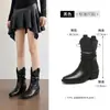 Botas Western de Punta Fina Augusden para Mujer 2026 Nuevo Verano Viaje Retro Plisadas Melard Apiladas Botas Vaqueras
